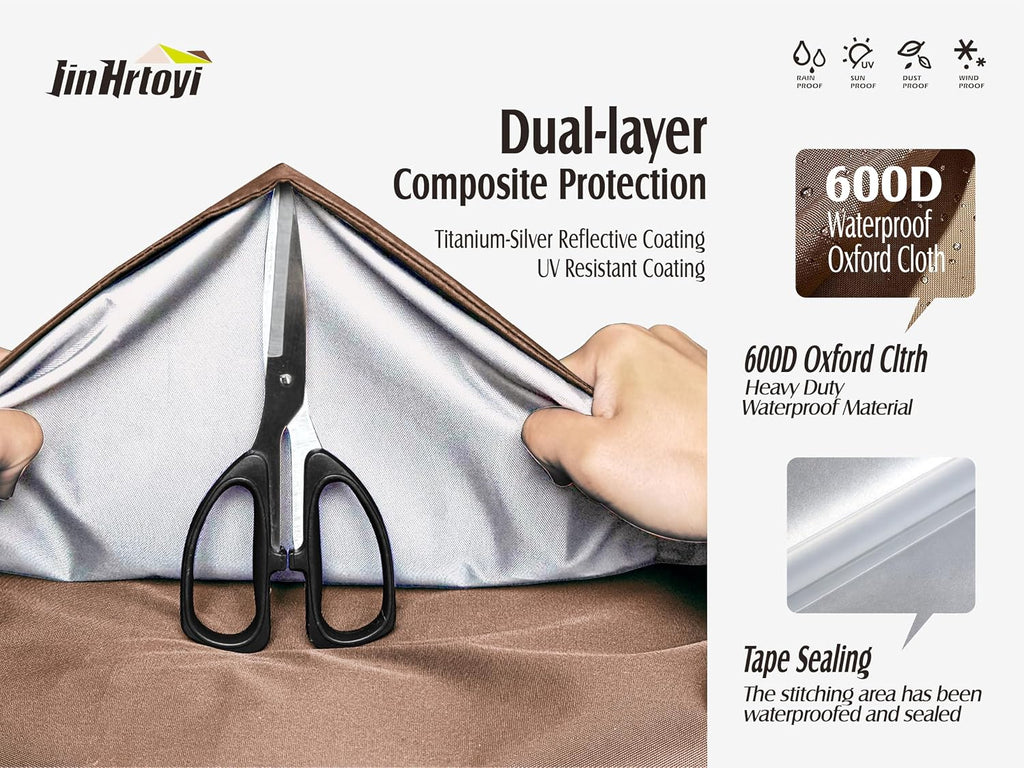 JinHrtoyi 3-Seater Outdoor Couch Cover, 76Wx32Dx31H inches Outdoor Furniture Covers Waterproof,100% Waterproof Heavy