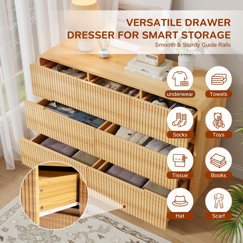 7-Drawer Dresser for Closet, 48" Wide Storage Wooden
