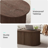 Lift Top Coffee Table, Oval Fluted Coffee Table with Storage