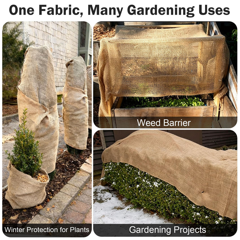 20" x 7 ft Burlap Fabric Roll, Natural Jute Burlap for Garden & Outdoor Use, Tree Wrap & Weed Barrier Cloth, Burlap