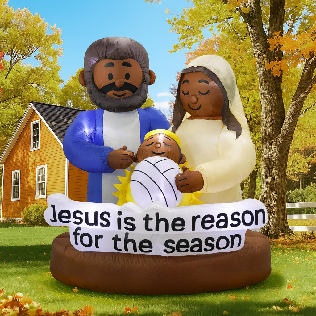 Black Santa Christmas Decorations - African American Christmas Black Nativity Set Inflatable Outdoor Decorations