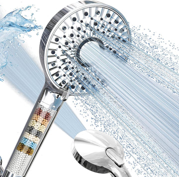 Filtered Shower Head with Handheld, High Pressure 10-Spd Detachable Chrome Showerhead with Stainless Hose