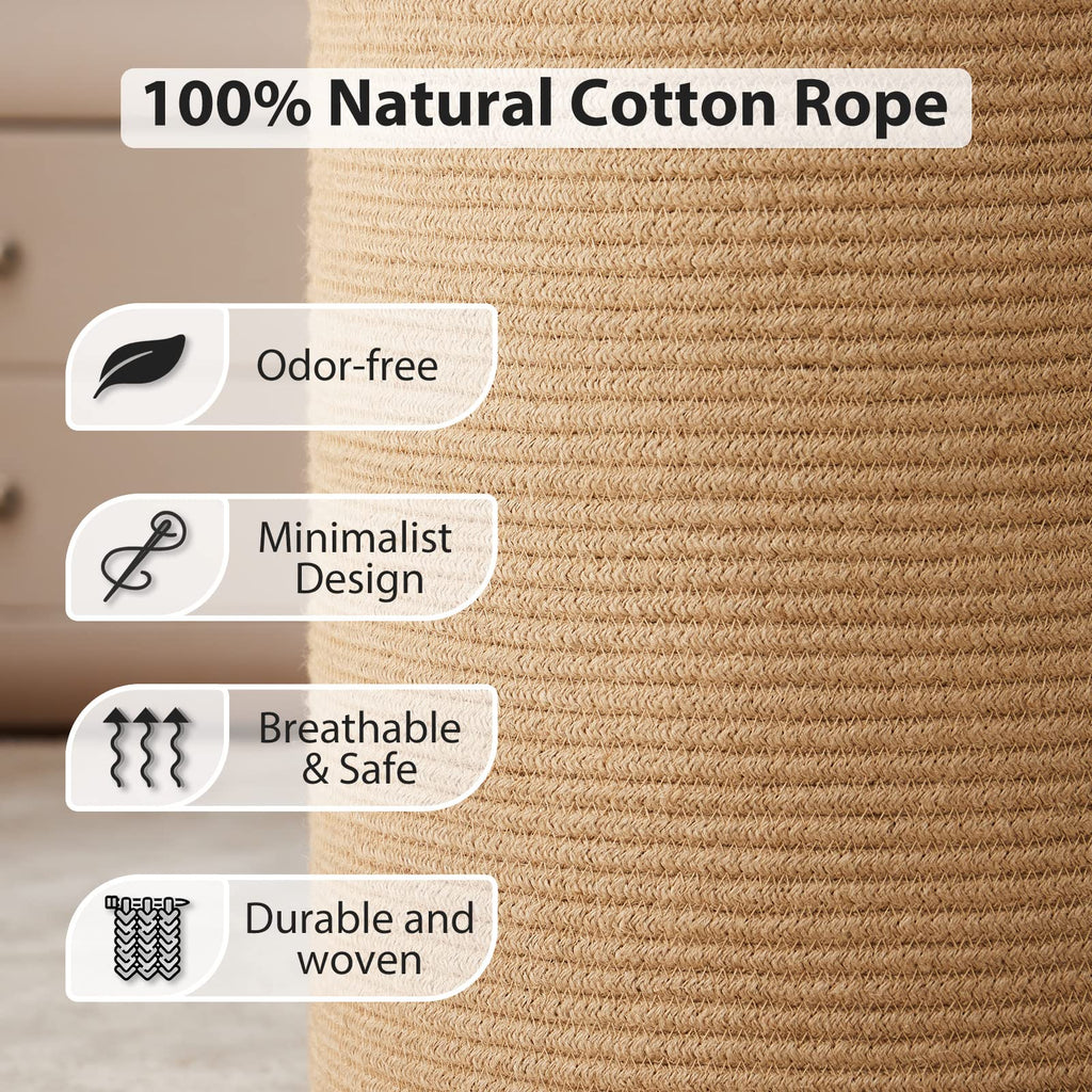Jute Rope Laundry Hamper, 72L Tall Blanket Storage