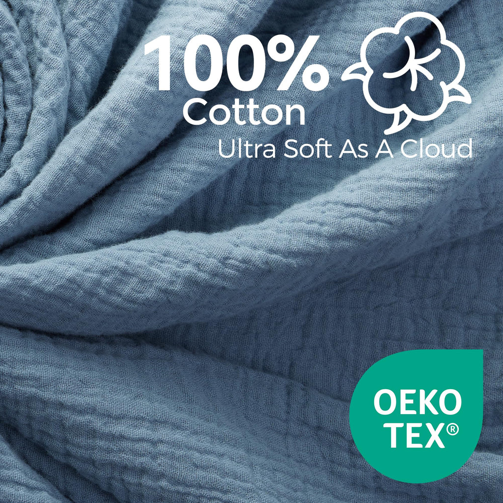 4-Layer Cotton Baby Washcloths, 5 Pack, Soft & Absorbent,Blue