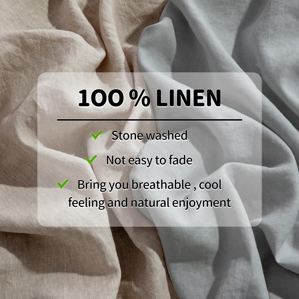 100% French Pure Linen Sheet Set 4Pcs, 16" Deep Pocket