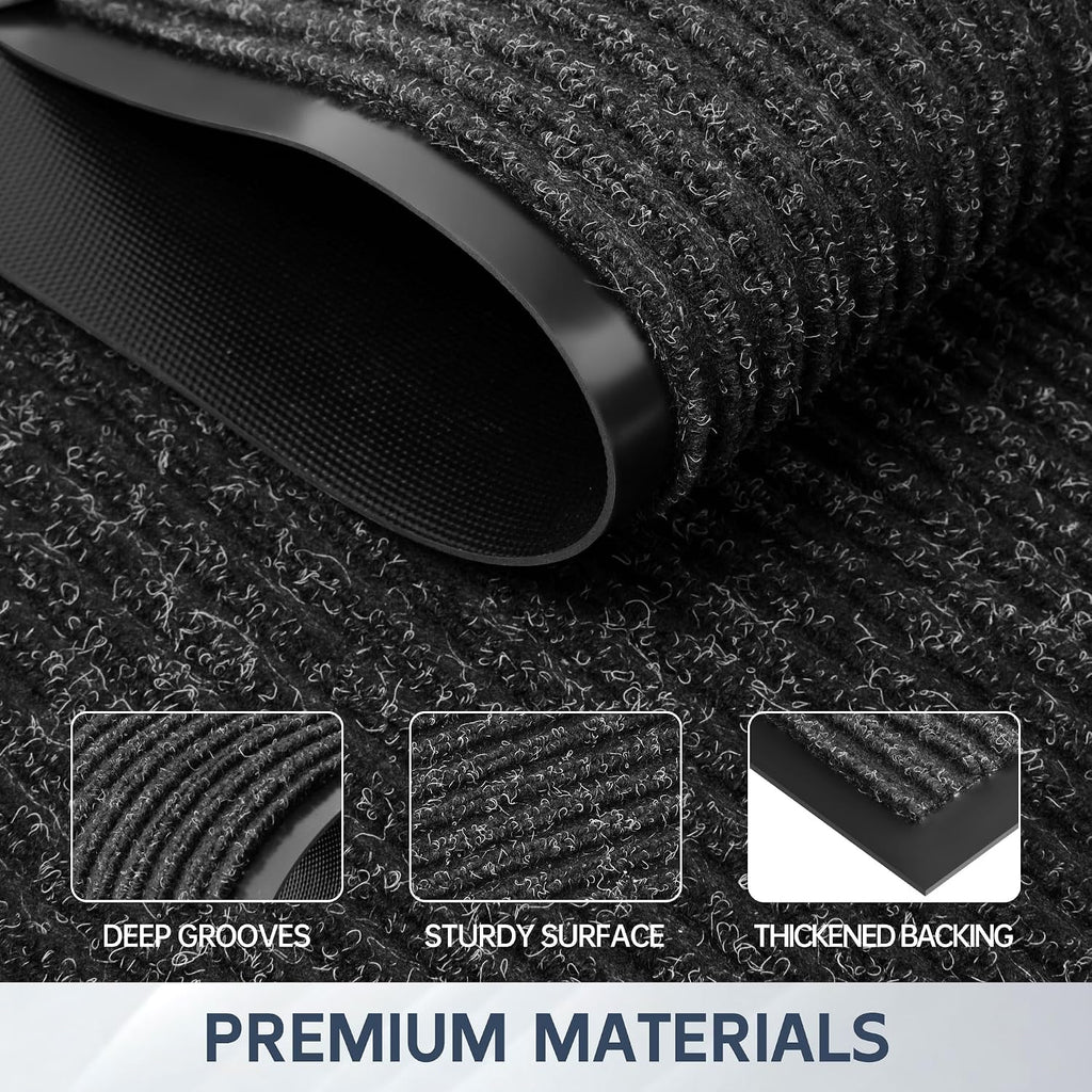 Front Door Mat, 60" x 36" Heavy Duty Indoor Outdoor Doormat | Non-Slip Welcome Mats , Rubber Backing Low Profile