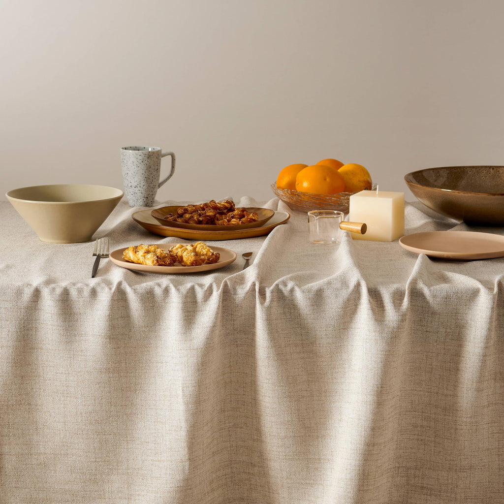 Farmhouse Linen Rectangular Tablecloth, Natural 60x120 Inch