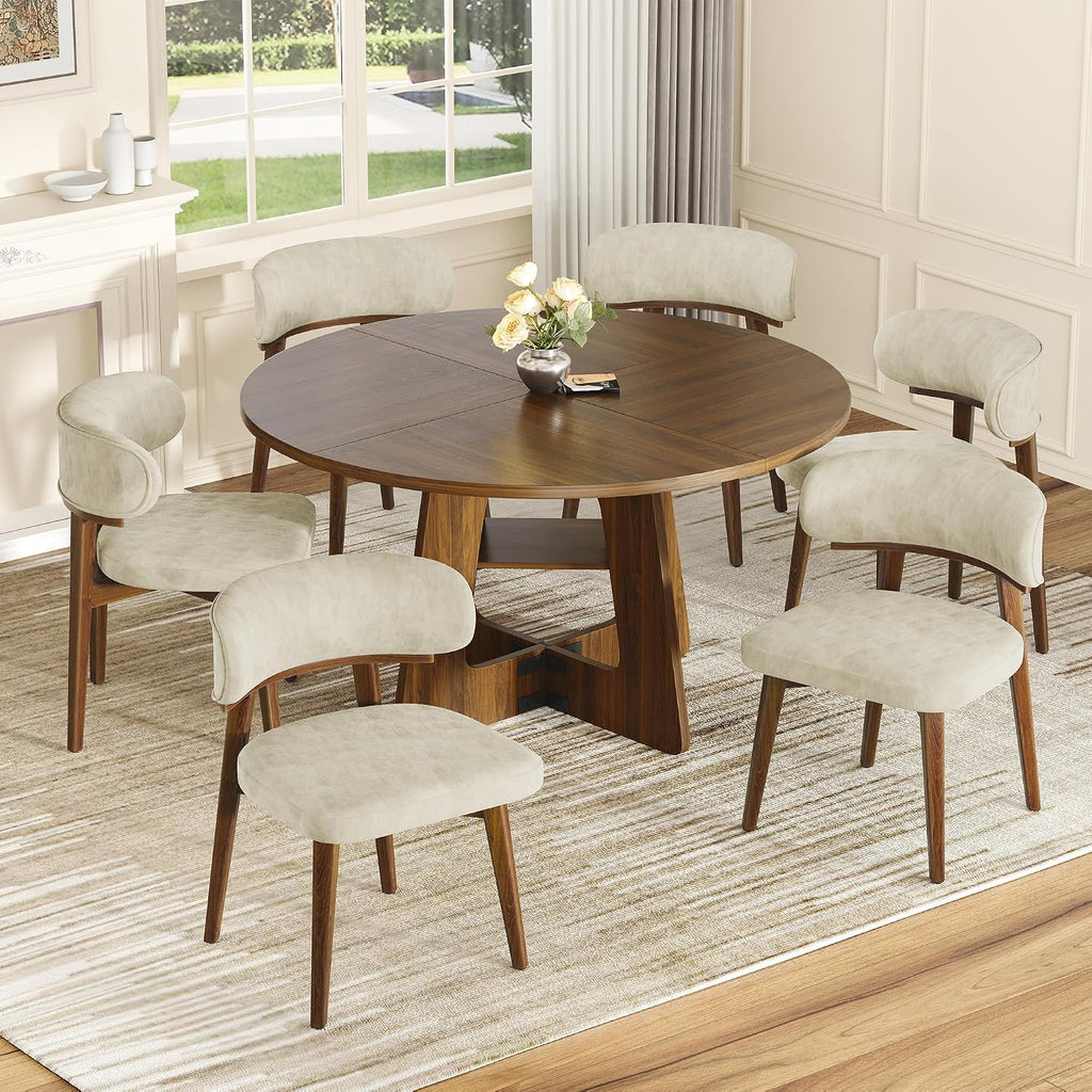 Dining Chairs Set of 4, Modern Upholstered Dining Chairs, Wooden Kitchen Chairs for Dining Room with Ergonomic Curved