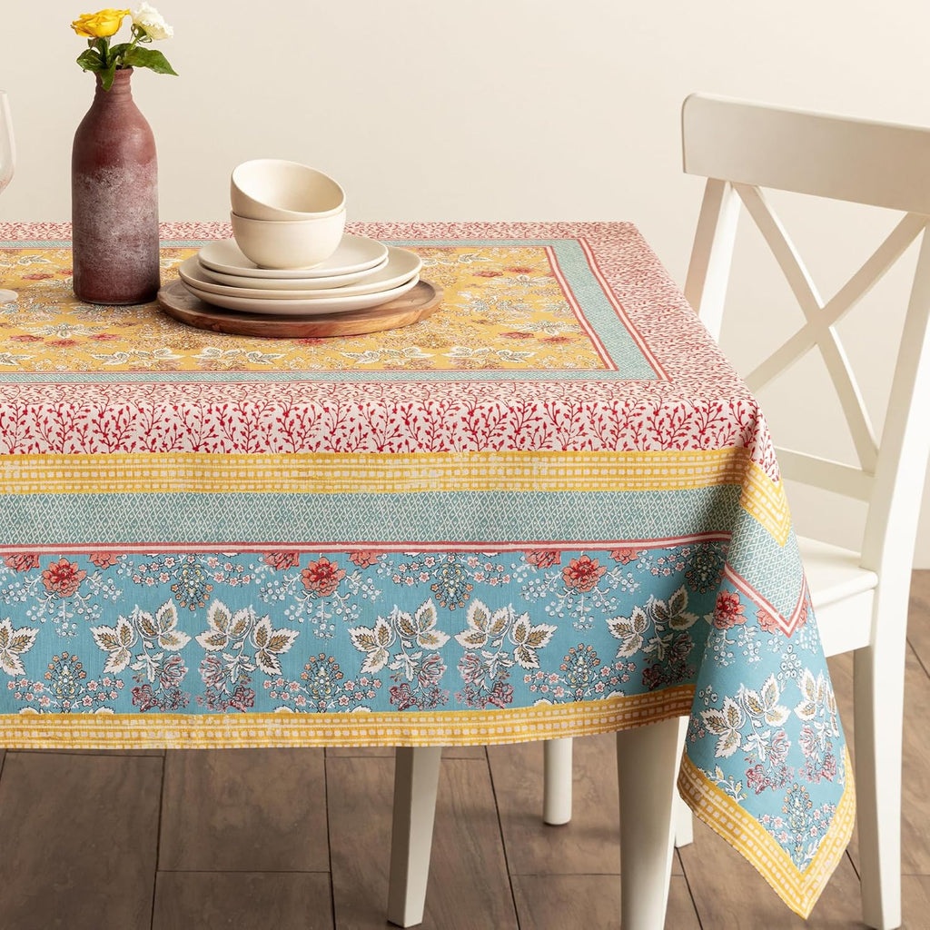 Table Cloth Rectangle Table 100% Cotton 60 x 120 Inches Tablecloth Reusable Decorative for Dining Ki