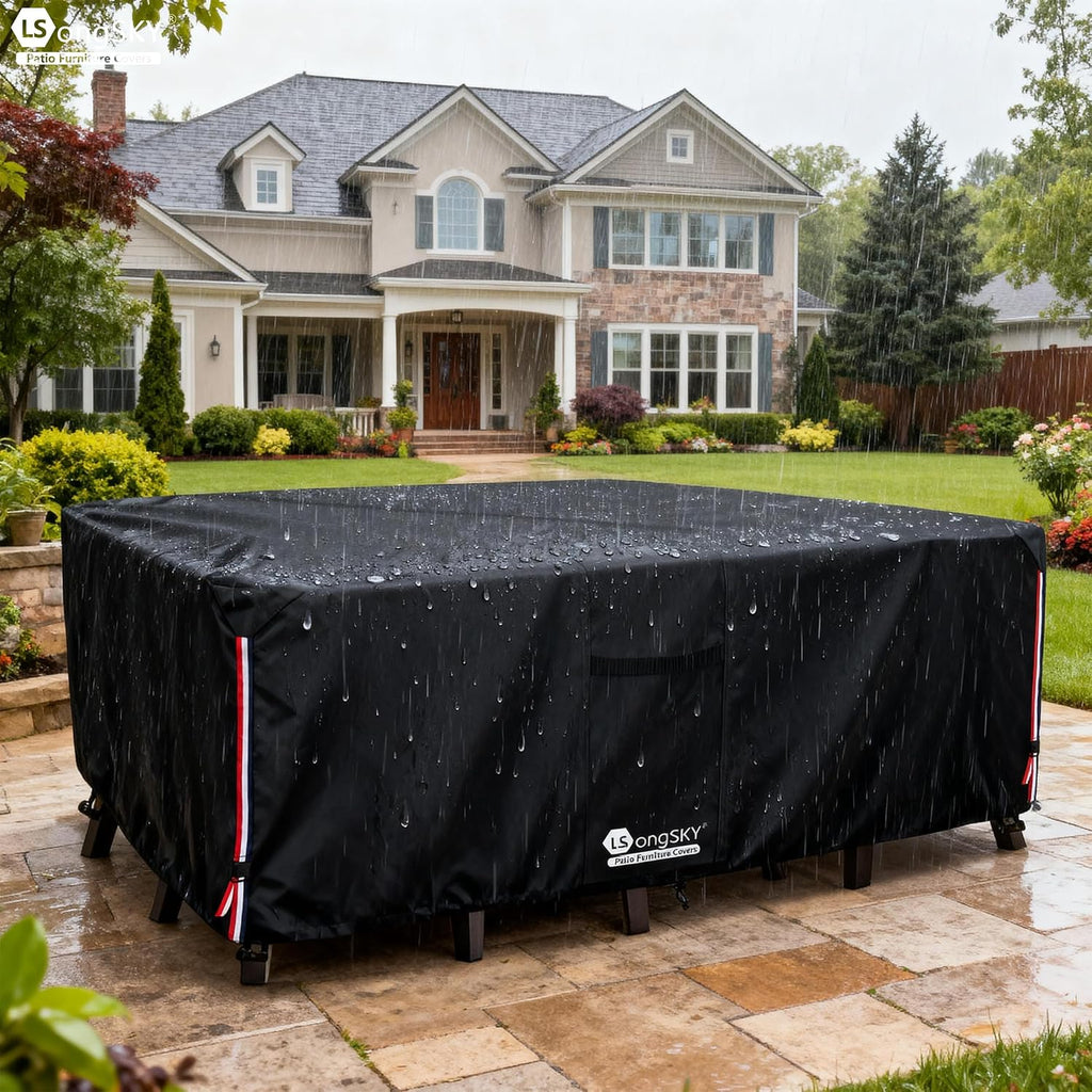 Outdoor Furniture Covers Waterproof,600D Heavy Duty Patio Furniture Covers for 6/7/8 PCS Sets Sectional Sofa Couch