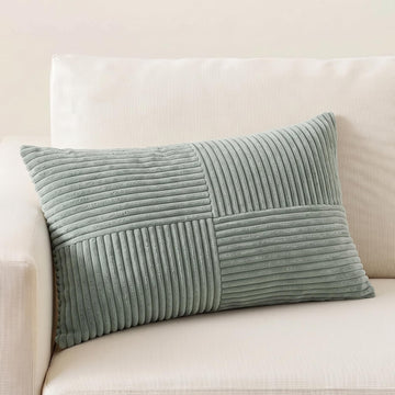 Grey Blue Lumbar Decorative Throw Pillow Covers 16x28 Inch for Couch Bed Sofa, Rustic Farmhouse Boho Home Decor, Soft