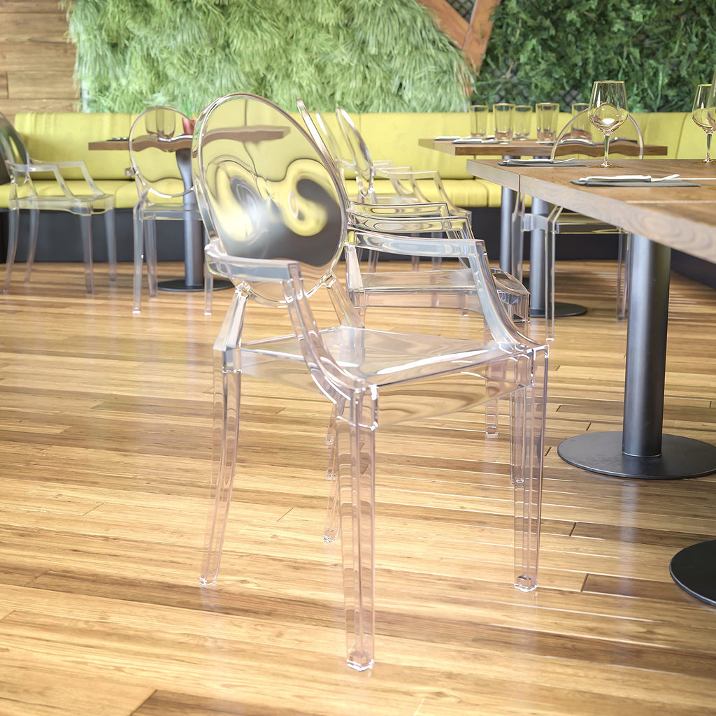 Ghost Chair with Arms, Transparent Crystal