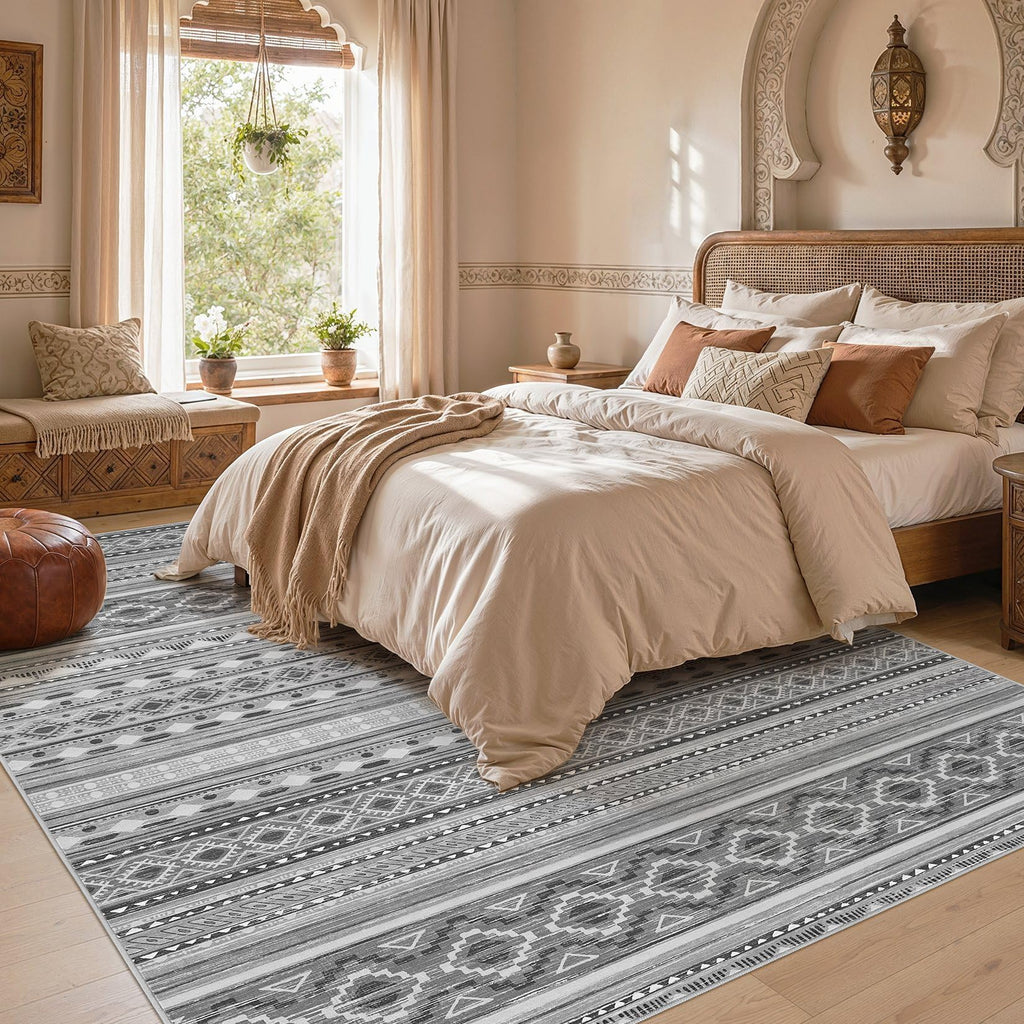 Boho 8x10 Area Rugs : Large Moroccan Washable Rug