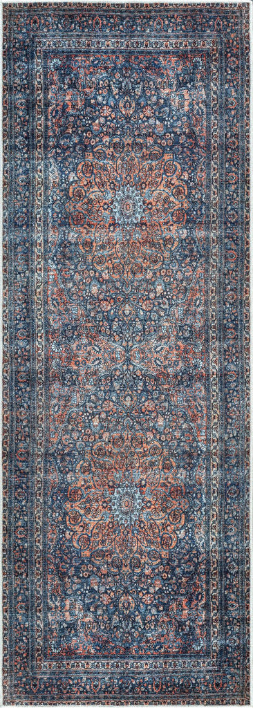 Washable Non-Slip 10 ft Runner - Multicolor Traditional Medallion Runner, and Kitchen - Exact Size: 2.5' x 10'