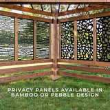 12' x 8' Cedar Wood Cabana Corner Pergola with Bamboo Privacy Panels for Outdoor Patio, Deck, Garden, Poolside