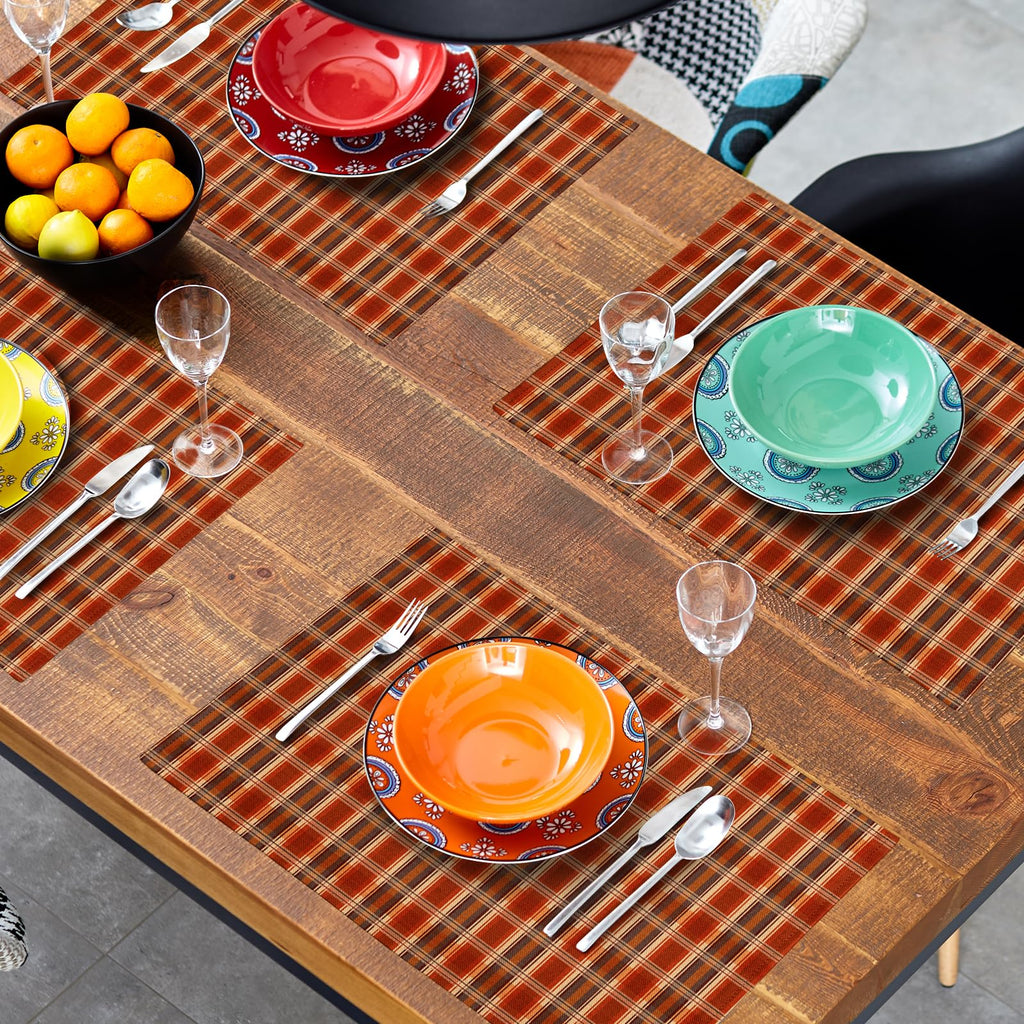 Fall Placemats Set of 4 - Rustic Autumn Buffalo Plaid Tabletop Place Mats 12x18 Inch Thanksgiving Table Mats