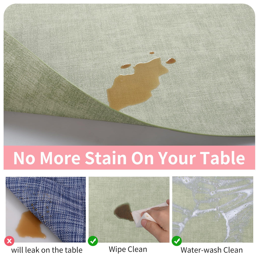 Faux Leather Placemats Set of 6, Easy to Clean, Light Green