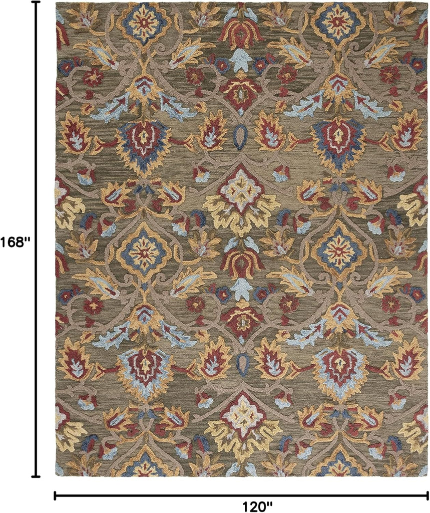 Blossom 10' x 14' Green/Multi Handmade Premium Wool Area Rug