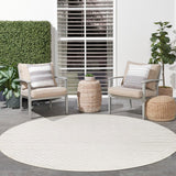 Home Versatile Ivory White 8' x Round Area Rug - Easy Clean, Non Shedding, Bed Room, Living Room, Di