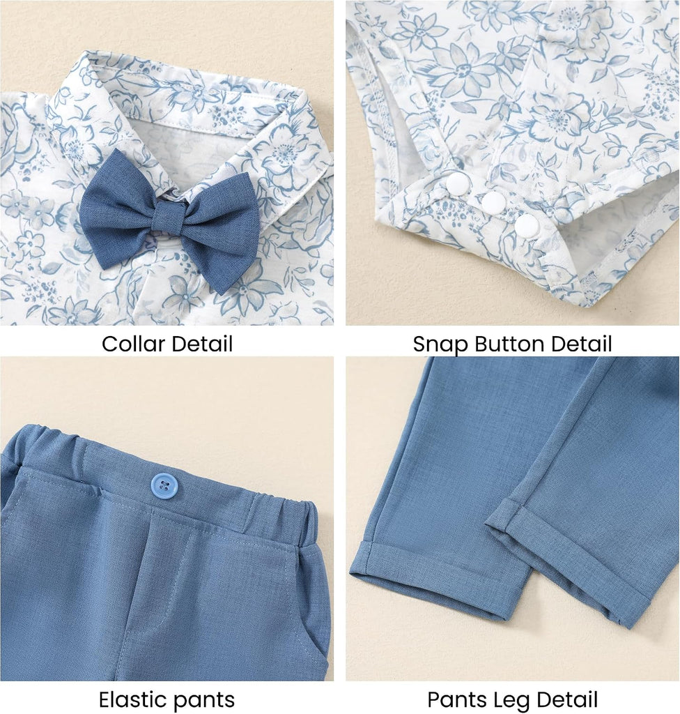 Baby Boy Clothes Suit Infant Boy Wedding Christening Outfits, 4Pcs Set Easter Baptism Outfits for Boys