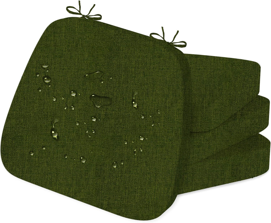 Brown Chair Cushions, Set of 8 — 2.5" Thick, Waterproof, with Ties (17" x 16")