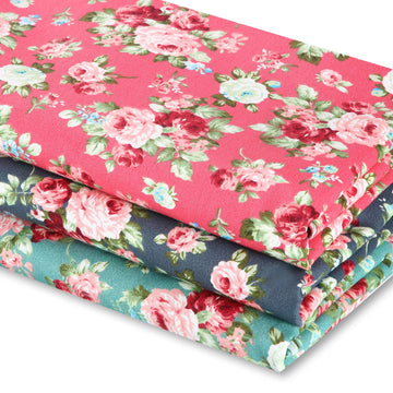 3 Yards Floral Cotton Fabric 36 x 62 Inch with Vintage Rose Print