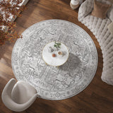 Lima Round Rug 6ft Vintage Machine Washable Area Rug Indoor Circle 6' Ultra-Thin Non-Slip Floral Pri