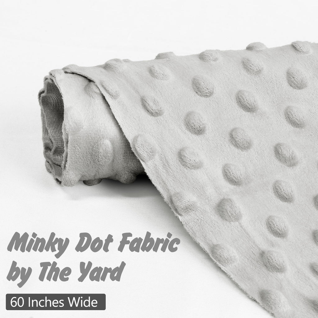 Minky Dot Fabric by The Yard, 1 Yard x 60 Inch Light Gray