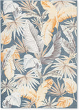 Abaco Tropical Foliage Indoor Outdoor Area Rug, Leaf Coastal Design, UV Fade Resistant, Dark Blue, 5