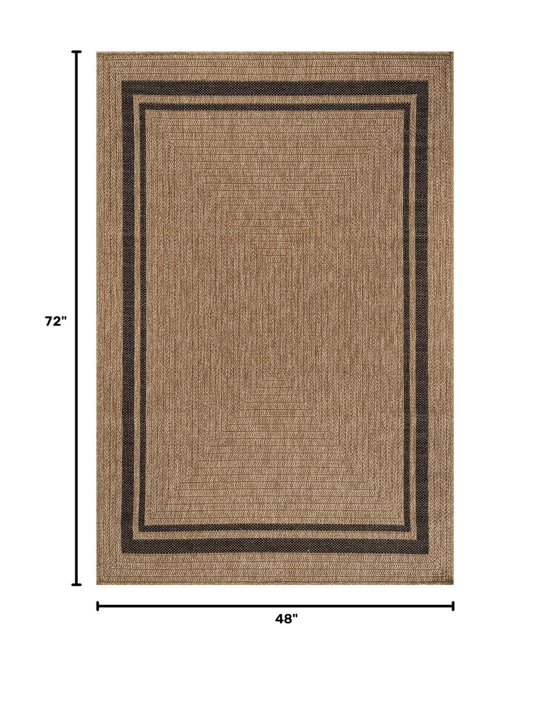 Easy Jute Bordered Rug Washable Durable Indoor Outdoor Area Rugs for Living Dining Room Patio Office Stain