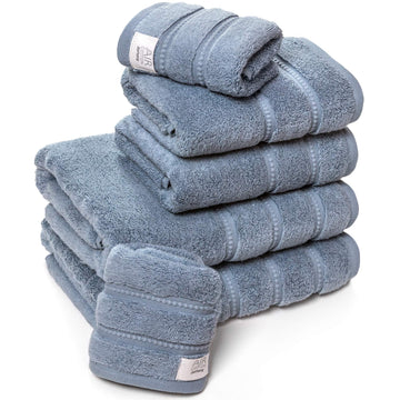 Premium Zero Twist Plush Bath Towel Set - 100% Soft Cotton - Egyptian Cotton Length - Extra Absorbent - Luxury Hotel