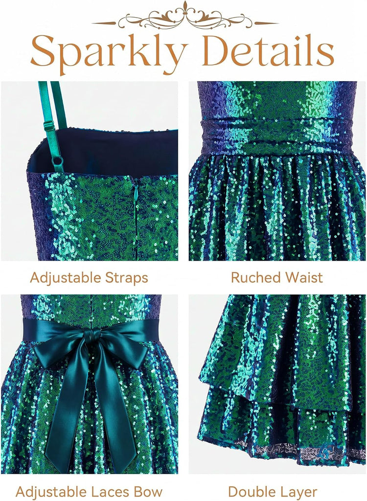 Girls Sequin Dress Sleeveless Party Birthday Formal Dress