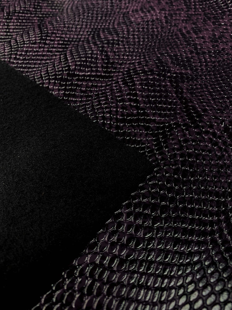 Vinyl Fabric Embossed Texture Rattlesnake Fake Leather Material Sold by The Yard (Plum) 54 Inches