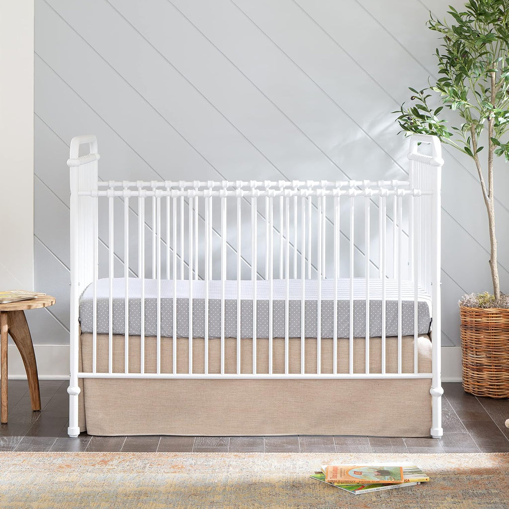 Abigail 3-in-1 Convertible Metal Crib in Washed White, Greenguard Gold Certified | GREENGUARD Gold Certified