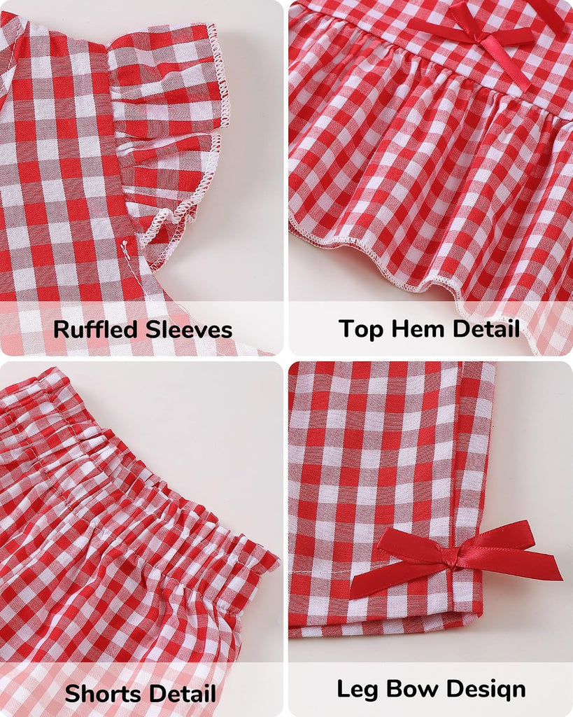 Toddler Baby Girl Summer Clothes Cotton Ruffled Sleeve Shirt Tops and Shorts Set Outfits