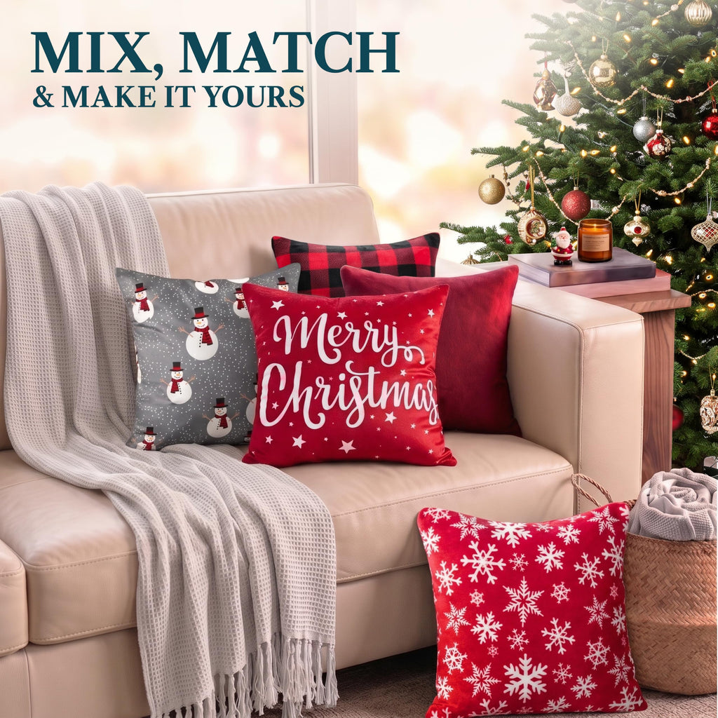 Buffalo Plaid Red Decorative Throw Pillow Covers 20x20 Set of 2