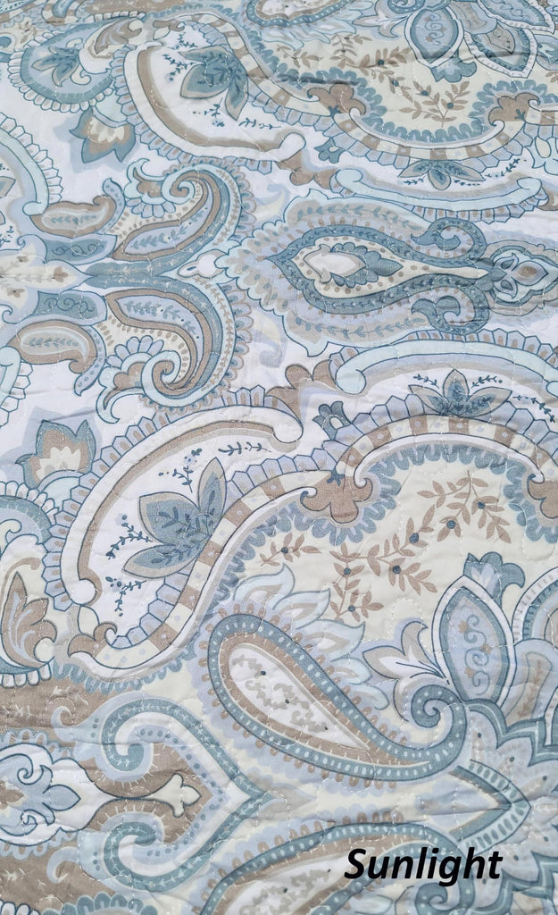 3-Piece Fine printed Oversize (100" X 95") Quilt Set Reversible Bedspread Coverlet QUEEN SIZE Bed Cover (Pale Blue