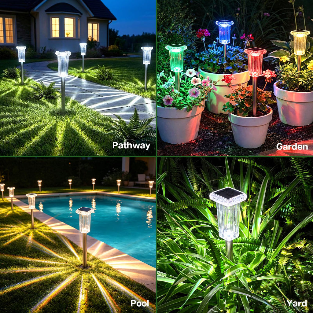 10 Color Solar Lights Outdoor Waterproof LED Pathway Lights 8 Pack