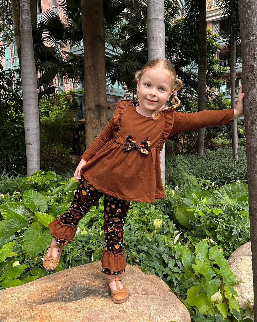 Toddler Girl Clothes Ruffle Top Floral Pants Outfit Set