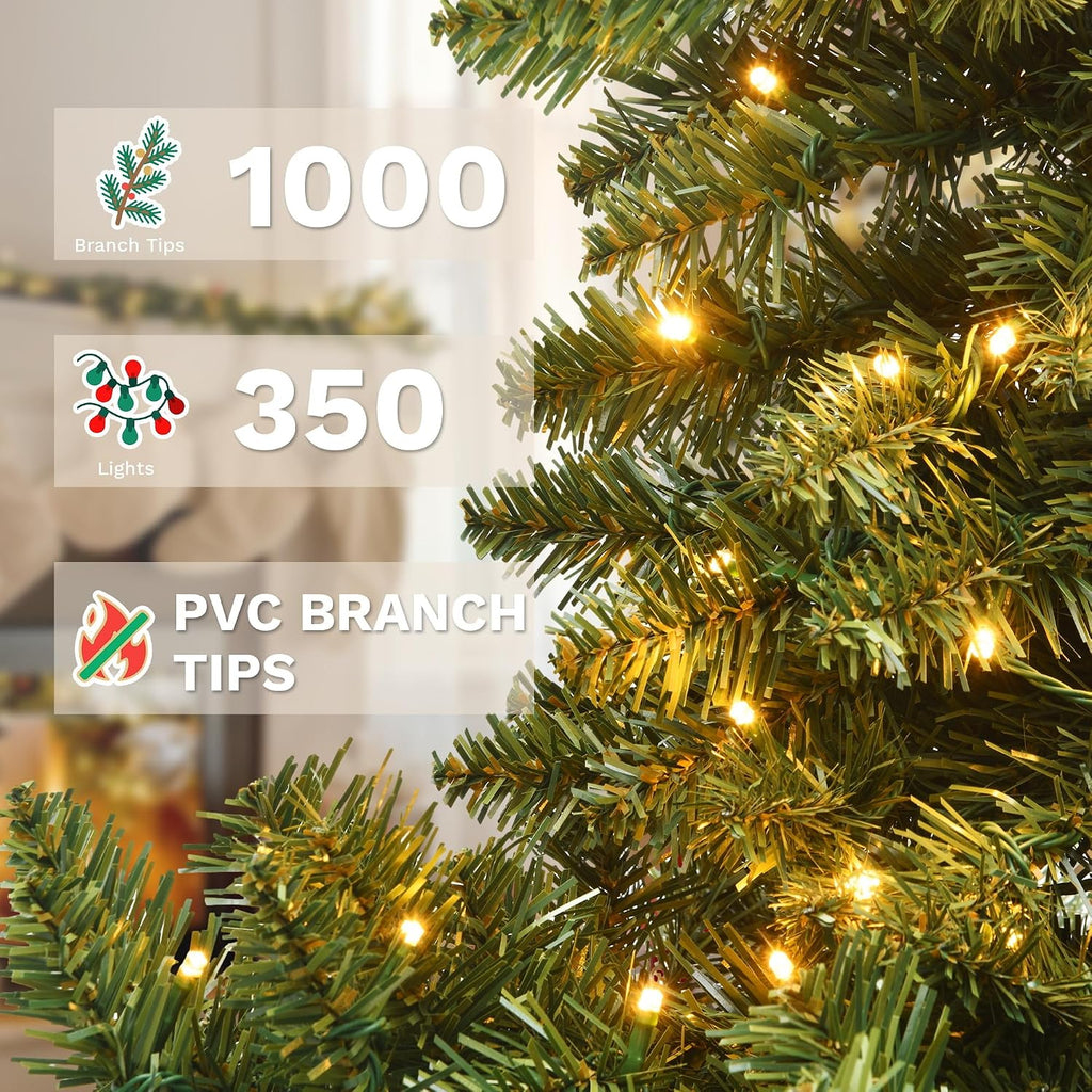Pre-Lit Slim Pencil Christmas Tree 350 Lights Remote Control