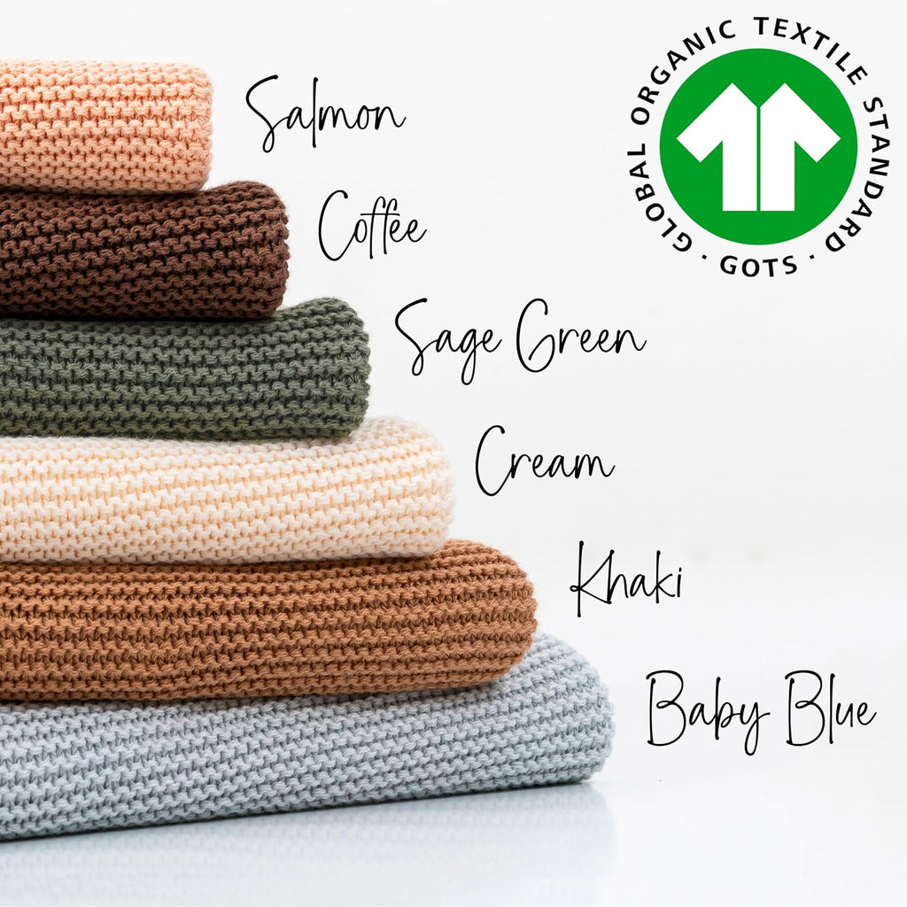 100% Organic Cotton Personalized Baby Blanket | Embroidered Custom Name, Knitted Baby Blanket for Girl and Boys