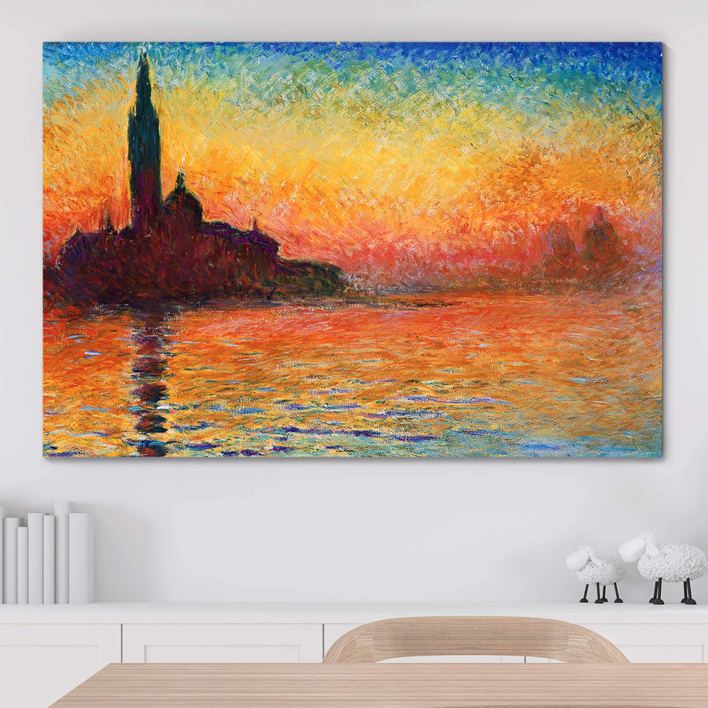 San Giorgio Maggiore at Dusk by Claude Monet - Canvas Print Wall Art Famous Oil Painting Reproduction - 24" x 36"