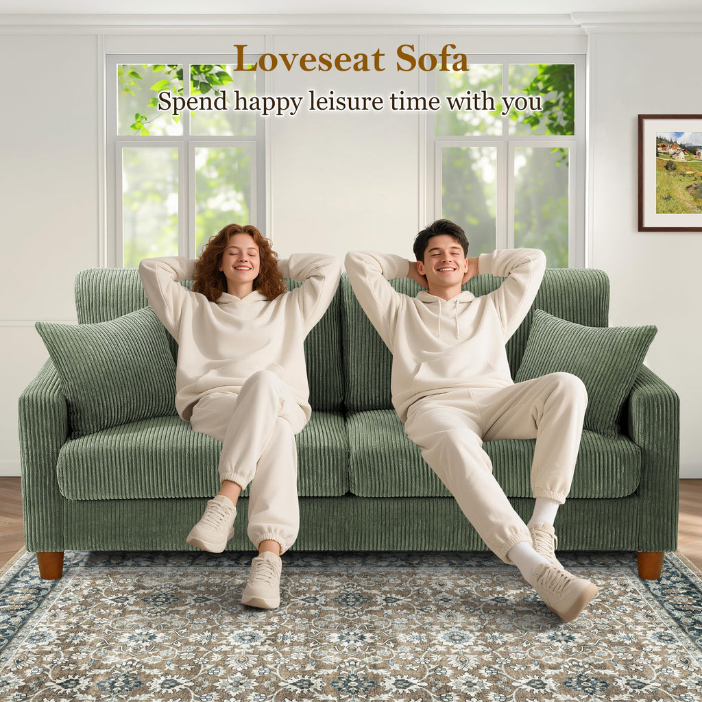 70in Corduroy Couch, Small Loveseat Sofa, Oliver Corduroy Couch