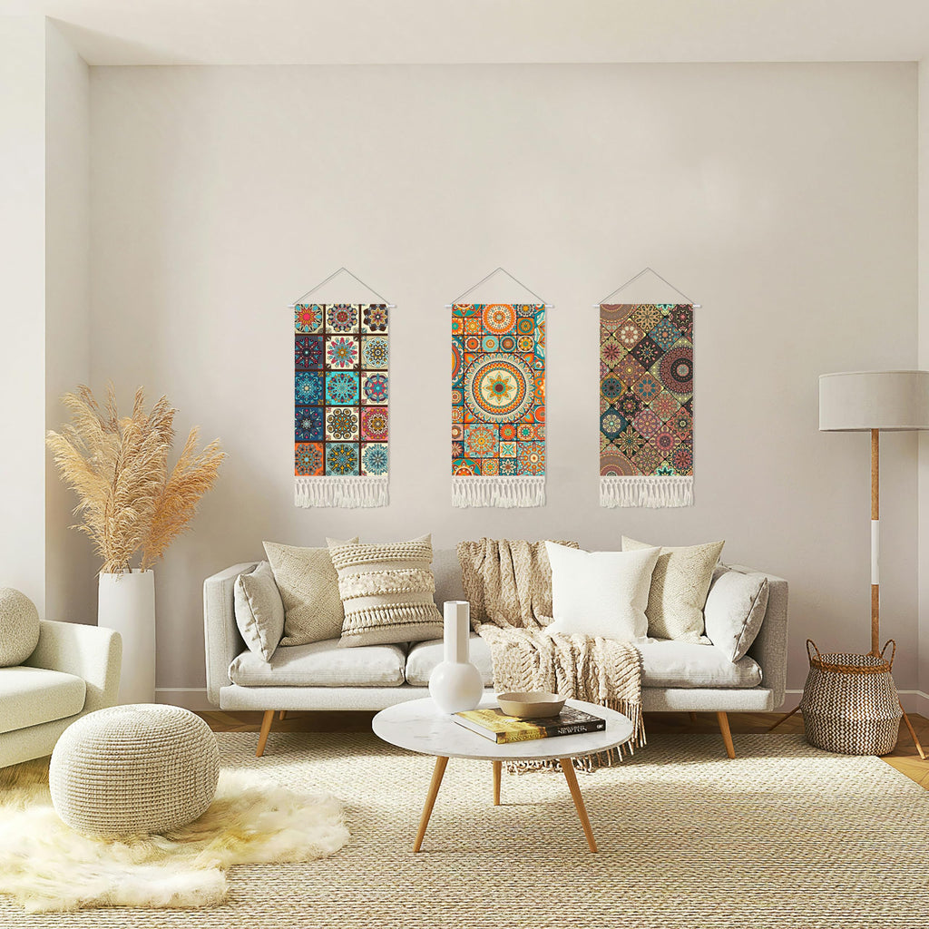 Mandala Boho Macrame Wall Hanging Tapestry Tapestries Vertical Art Fabric Decor Door Living Room Bohemian (Style A