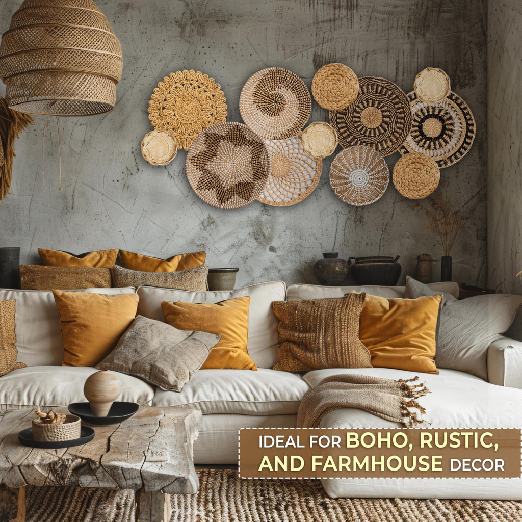 Woven Basket Wall Decor, Set of 12, Classic