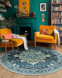 Area Rugs Washable Non-Slip, Floral Vintage Distress Print Pattern Medallion Carpet for Living Room Bedroom