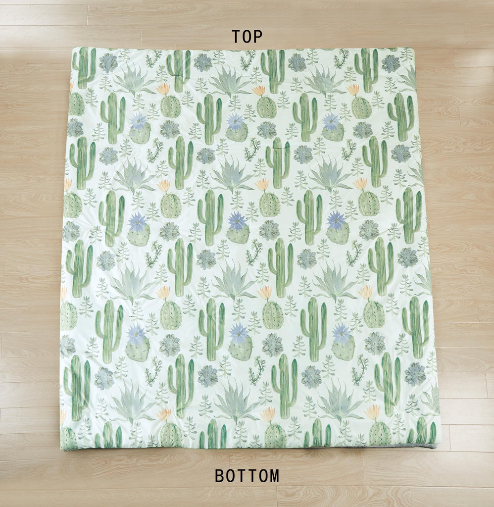 Gregory 7-Piece Serene Lodge Bed in a Bag Comforter Set - Green Blue Cactus Succulent Plant Printed Microfiber