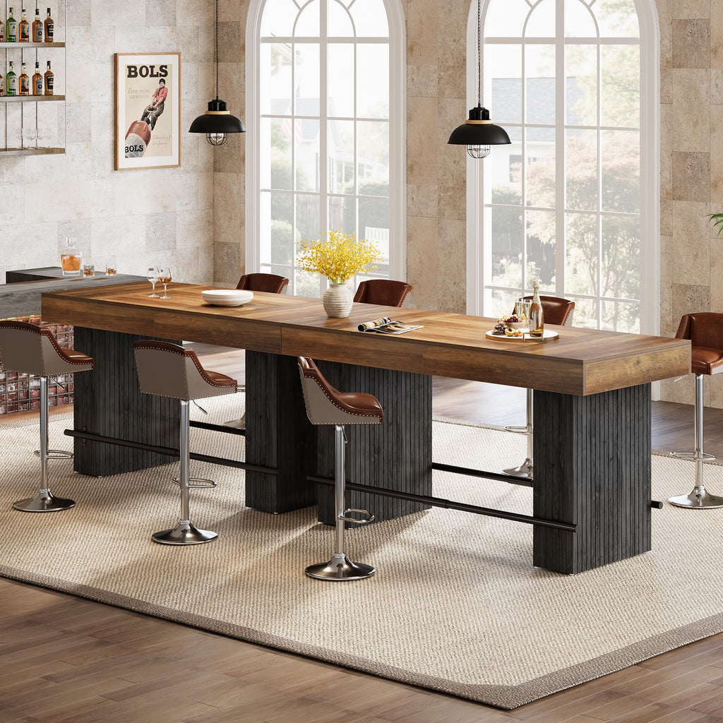 62.2 Inch Bar Table, Industrial Counter Height Pub Dining Table
