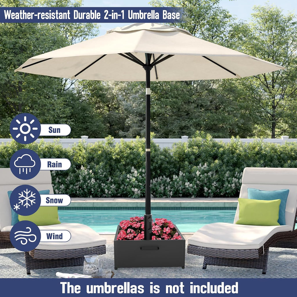 Patio Umbrella Base Heavy Duty with Wheels, Max 200lb Capacity Fillable Planter Umbrella Stand