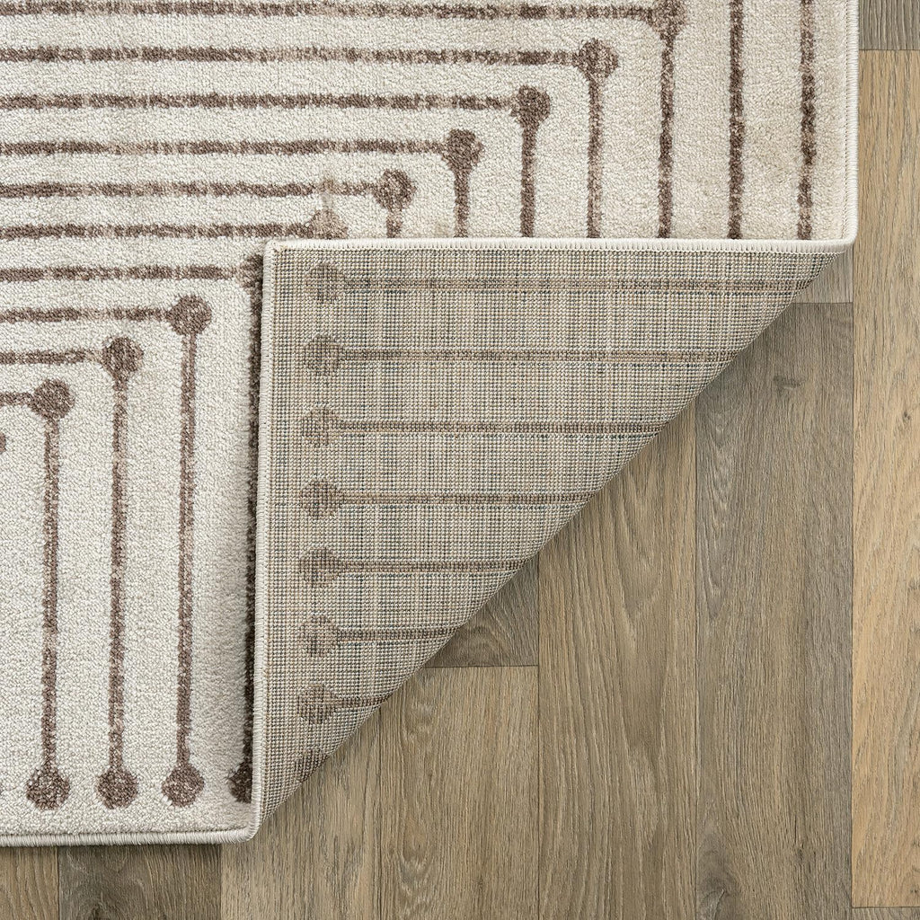 Abstract Line Pattern Neutral Decor Area Rug Beige